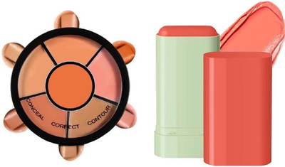 Neycare orange creamy blusher stick long lasting water proof multi ple use stick with concealer palette long lasting matte finish(2 Items in the set)