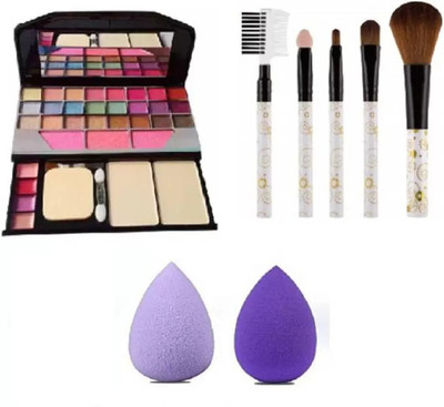 SUBHMUN 6155 Makeup Kit TYA With 5 pieces Makeup Brush Set & 2 Pieces MeNow Sponge Puff(8 Items in the set)