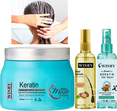 winry Transform Your Hair Care Routine with Argan Oil and Nourishing Hair Spa Cream(3 Items in the set)