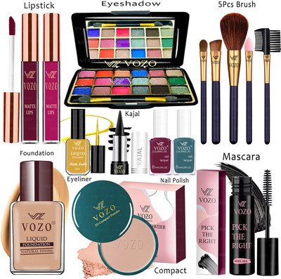 VOZO Makeup Combo Kit One-stop Beauty Package for Beginners and Professionals KT-420(15 Items in the set)