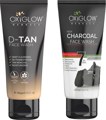 OXYGLOW 7 in One Charcoal Face Wash 100g & D-Tan Face Wash 100g Comb(2 Items in the set)