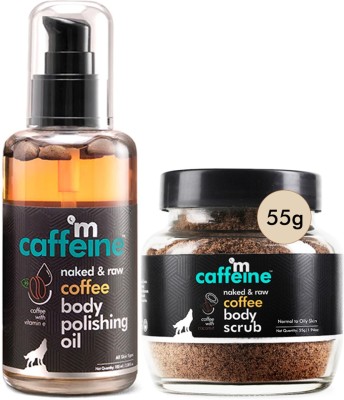 mCaffeine Exfoliating Coffee Body Scrub & Relaxing Body Massage Oil for Soft-Glowing Skin(2 Items in the set)