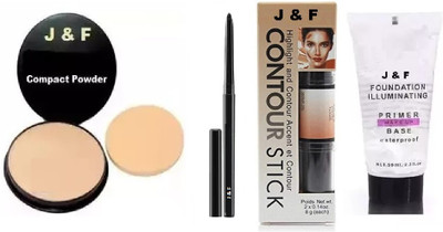 J & F Face Compact Powder,Kajal,Contour Stick,Primer(4 Items in the set)