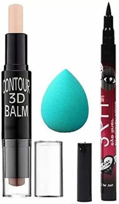 SHEFFO PUFF & MATTE 2 IN 1 HIGHLIGHTER & CONTOUR STICK Concealer WITH 36 H EYE LINER(3 Items in the set)