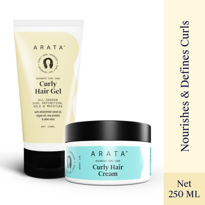ARATA Curl Care Pro Styling Combo|Hair Gel&Cream|Soft Natural Hold|For Curlies(2 Items in the set)