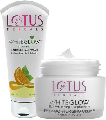LOTUS HERBALS WhiteGlow Skin Brightening Deep Moisturising Cream SPF 20 PA+++ 60G with WhiteGlow Vitamin-C Radiance Facewash 100G(2 Items in the set) LOTUS HERBALS WhiteGlow Skin Brightening Deep Moisturising Cream SPF 20 PA+++ 60G with WhiteGlow Vitamin-C Radiance Facewash 100G(2 Items in the set)
