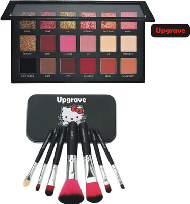 upgrave Mini Pink Makeup Brush (Pack of 7) & Colours matte Textured Eyeshadow palette RH-7(8 Items in the set)
