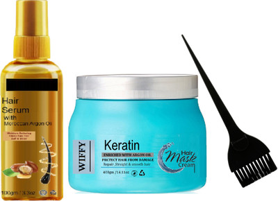 Wiffy SHINE GLOSS AND SMOOTH STRAIGHT HAIR SERUM AND HAIR SPA WITH BRUSH(3 Items in the set)