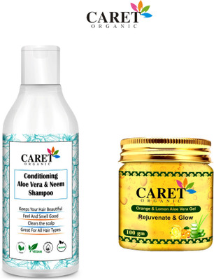 Caret Organic Conditioning Aloevera & Neem Shampoo And Vitamin C Aloevera Gel- Natural(2 Items in the set)