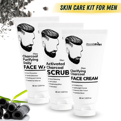 smartdrops Charcoal Suitable for Acne Prone Skin For Men Face Combo(3 Items in the set)