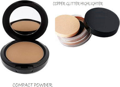 Luipui COMPACT POWDER AND COPPER COLOR GLITTER HIGHLIGHTER(1 Items in the set)