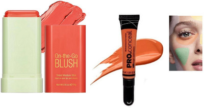Neycare creamy blusher stick waterproof long lasting perfect with pro concealer all skin type flews look(2 Items in the set)