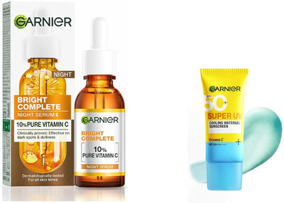 Garnier Men Bright Complete Vitamin C OverNight Serum-15ml+SPF-50 Cooling Gel Sunscreen-30ml(2 Items in the set)