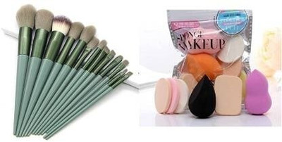 Mcmillan Face Makeup 13pcs Pouch Brush +4Beauty Sponge Combo(17 Items in the set)