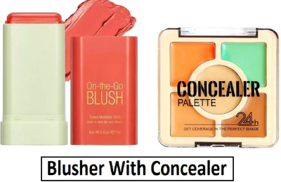 nn creamy blusher stick multi ple use long lasting with concelaer plette 5 in 1 all skin type easy to use(2 Items in the set)