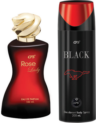 CFS Rose Lady EDP Long Lasting Perfume & Black Deodorant Body Spray(2 Items in the set)