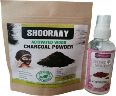 SHOORAAY Charcoal Powder 200G + Rose Water 100ML(2 Items in the set)