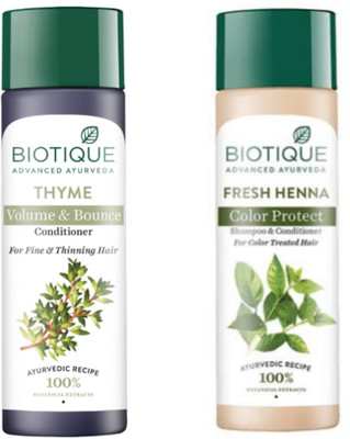 BIOTIQUE Thyme Conditioner 190 ML & Henna Leaf Shampoo 190 ML(2 Items in the set)
