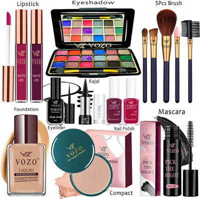 VOZO Makeup Combo Kit One-stop Beauty Package for Beginners and Professionals 213(15 Items in the set)