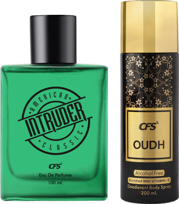 CFS Intruder Green EDP Long Lasting Perfume & Oudh Black Deodorant Body Spray(2 Items in the set)