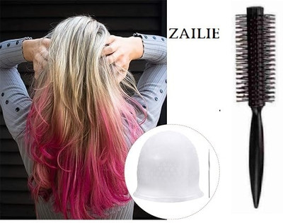 Zailie Round Comb Reusable Hair Coloring Highlighting Spa Cap wr2700(2 Items in the set)
