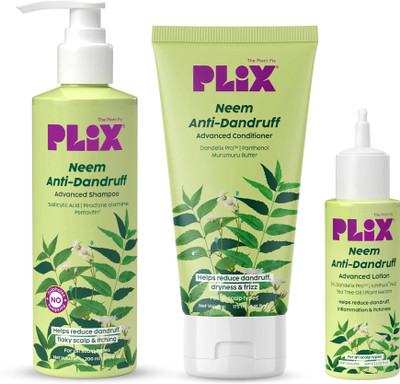 The Plant Fix Plix Neem Anti-Dandruff Advanced Combo| Shampoo, Conditioner & Lotion | Reduces Dandruff(3 Items in the set)