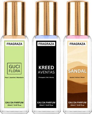 Fragraza G-Flora, Kreed Aventas & sandalwood Perfume Combo | Inspired Premium Fragrance | High Projection & Lasting | Gift Pack(3 Items in the set)