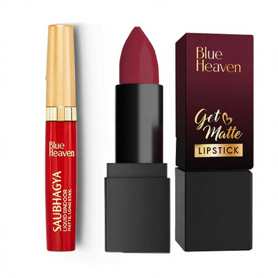 BLUE HEAVEN Saubhagya Sindoor+ Get Matte Lipstick Combo | Long Lasting, Smudge-Proof, Waterproof(2 Items in the set)