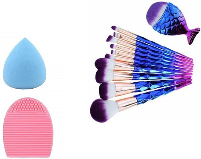 Pohok 11 BLUE BRUSH FISH TAIL WITH 1 SPONGE WITH 1 EGG(13 Items in the set)