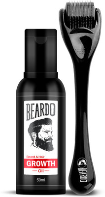BEARDO Beard Hair Growth Oil & Dermaroller 0.5 mm| 540 Needles | Thicker Looking Beard(2 Items in the set)