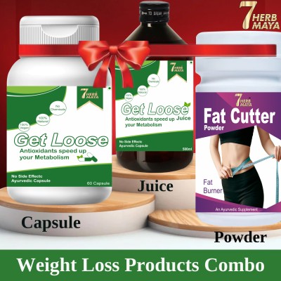 7Herbmaya Get Loose Weight Juice/Fat Burning Juice/Fat Burner Capsule-Weight Loss Products(3 Items in the set)