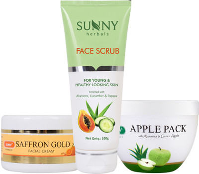 Sunny Herbals Face Scrub-100gm, Saffron Gold Facial Cream-100gm(3 Items in the set)