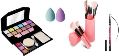 mkldsrh 6155 make up kit with make up brushes with beauty blenders with 36 h eyeliner for face make up(4 Items in the set)