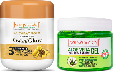 Aaryanveda Gold Bleach Cream For Glowing Skin & Removing Patches- 400 g(2 Items in the set)