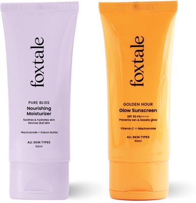 Foxtale Essentials combo | Hydrate & Protect Duo | With Essentials Daily Moisturizer 50ml + Essentials Daily Sunscreen 50ml(2 Items in the set)