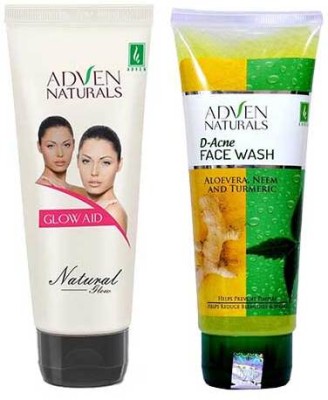 Adven Naturals Combo of Glow Aid Cream 100GM & D-Acne Facewash with aloevera neem & turmeric 100GM (2 Items in the set)(2 Items in the set)