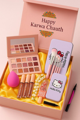BLOOM YOU Luxury Karwa Chauth Beauty Combo Pack (Lipsticks + Palette + Brushes)(5 Items in the set)