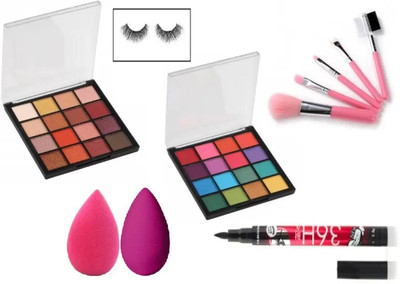 SUBHMUN MINI EYESHADOW MAKEUP KIT SHADE 1 & 2 + EYELASH + 5 PIECE MAKEUP BRUSH + 2 BLENDER PUFF + EYELINER(11 Items in the set) SUBHMUN MINI EYESHADOW MAKEUP KIT SHADE 1 & 2 + EYELASH + 5 PIECE MAKEUP BRUSH + 2 BLENDER PUFF + EYELINER(11 Items in the set)