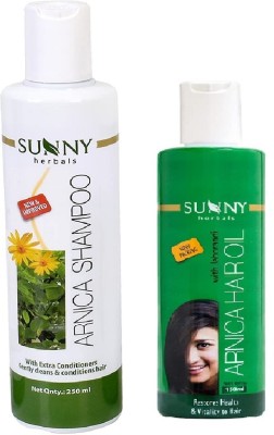 Sunny Herbals Arnica Shampoo(250 ml) & Arnica Hair Oil(150 ml) controls Hair fall & Dryness of Hair | Restores Health & Vitality To Hair(2 Items in the set)