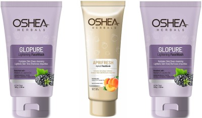Oshea Herbals Glopure face wash -150gm, Aprifresh face scrub-100gm,Glopure face wash -150gm(3 Items in the set)