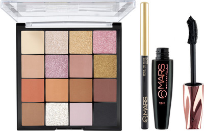 MARS 16 Shade Smoky Eyes Eyeshadow Palette With Smudge Proof Mascara and Smudge Proof Kajal(3 Items in the set)