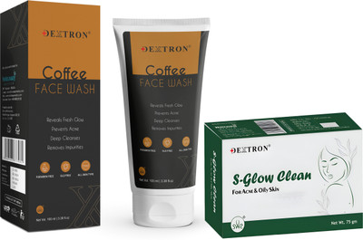 DEXTRON Coffee Facewash & S-Glow Clean Soap Combo – 175g | Deep Cleansing & Refreshing Skincare Duo(1 Items in the set)