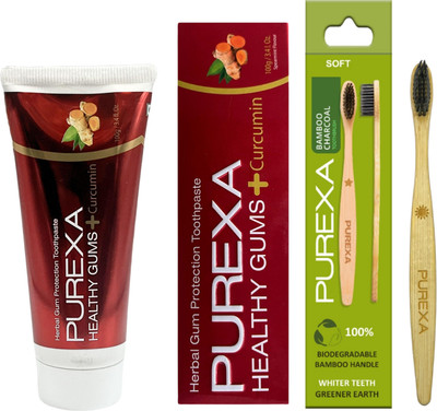 PUREXA One Healthy Gums Toothpaste One Charcoal Toothbrush(2 Items in the set)