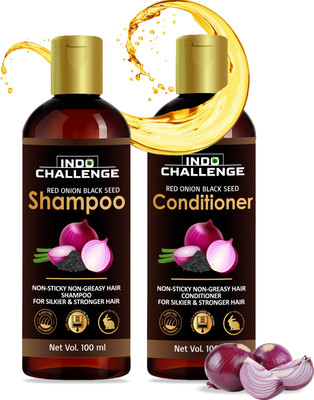 INDO CHALLENGE Red Onion Hair Oil Shampoo conditinoer Anti Hair Loss Oil With Black Seed -combo(2 Items in the set)