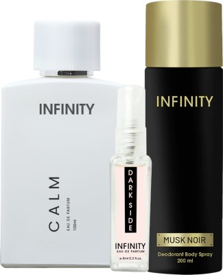 Infinity Calm EDP Perfume 100ml, Musk Noir Deodorant 200ml, Dark Side Pocket Perfume 8ml(3 Items in the set)