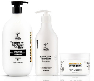 Global Amazon Secrets Nanoplatia Smoothening Shampoo , Masque and Treatment COMBO(3 Items in the set)
