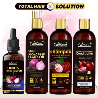 Phillauri Red Onion Anti Hair Loss & Hair Growth Hair Oil (100ml) + Shampoo (100ml) + Hair Conditioner (100ml) + Hair Serum (30ml)(1 Items in the set)