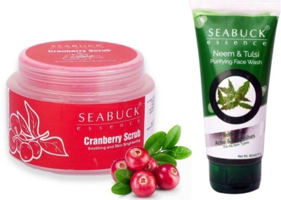 Seabuck Essence Cranberry Scrub(100g) and Neem & Tulsi Purifying For Daily Use Face Wash (100 ml)(2 Items in the set)