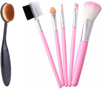 SHEFFO 6 pcs Makeup Brush Set + Oval Cheek Brush(6 Items in the set)