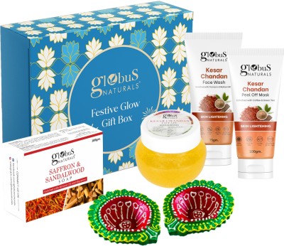 Globus Naturals Kesar Chandan Diwali Glow Gift Box,(4 Items in the set)